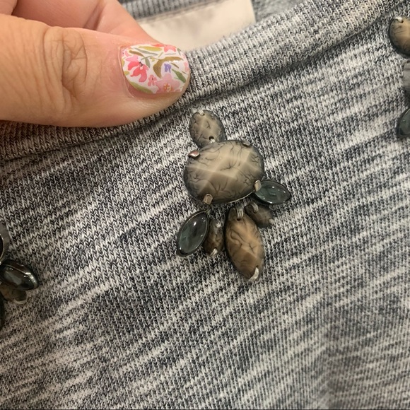 Ann Taylor LOFT Jeweled Neckline Embellished Short Sleeve Top - Picture 5 of 6